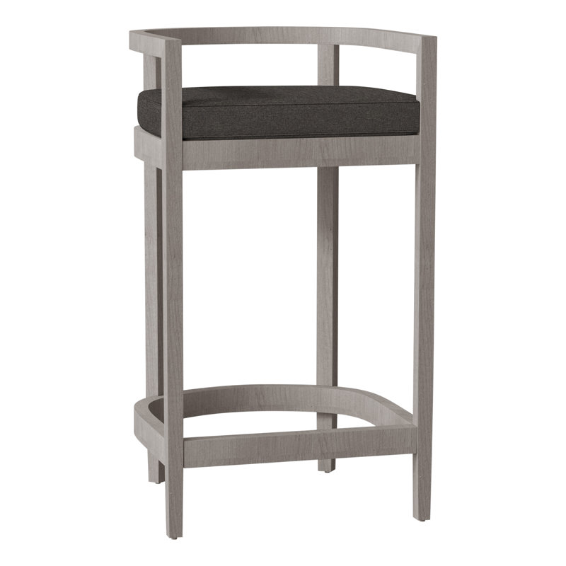 Tabouret de bar en teck 30 po Santa Barbara - Huître, Welt, Huître teck, Caramel tweed