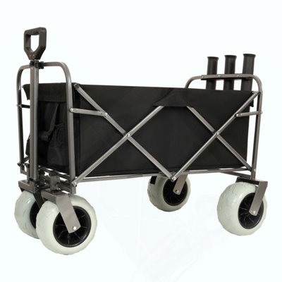 Chariot de pêche avec porte-cannes, chariot de plage avec grandes roues pour le sable Capacité de 500 lb
