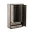 Garde-robe 3 portes avec 2 tiroirs, grain de bois gris, garde-robe d'organisation de chambre à coucher, calme-1013786680