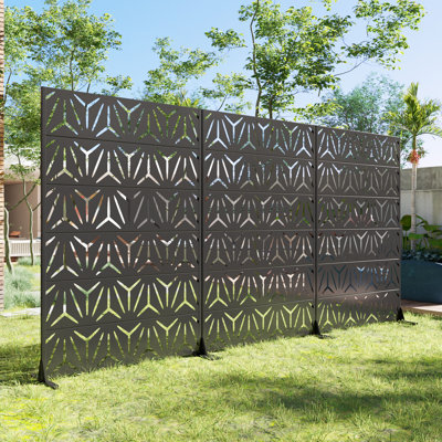 72"H×47"W×16"D Outdoor Metal Privacy Screen Garden Trellis Lattice Panel Fence Panel by Wooakway