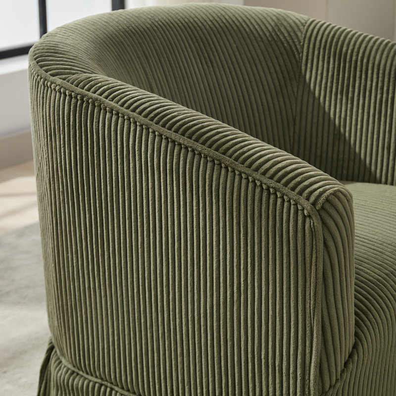 Fauteuil demi-tonneau rembourré et pivotant, Vert