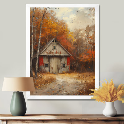 Grey Red Autumn Rustic Retreat Barn - Barn Wall Decor