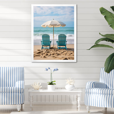 «Beach Chairs Scenery III - Coastal Beach», art mural sur toile