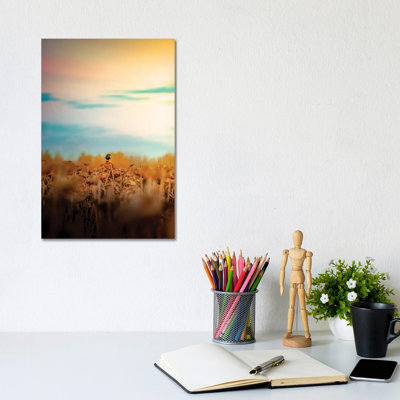 Magpie On A Sunflower Rainy Day by Nik Rave - Wrapped Canvas Gallery-Wrapped Canvas Giclée