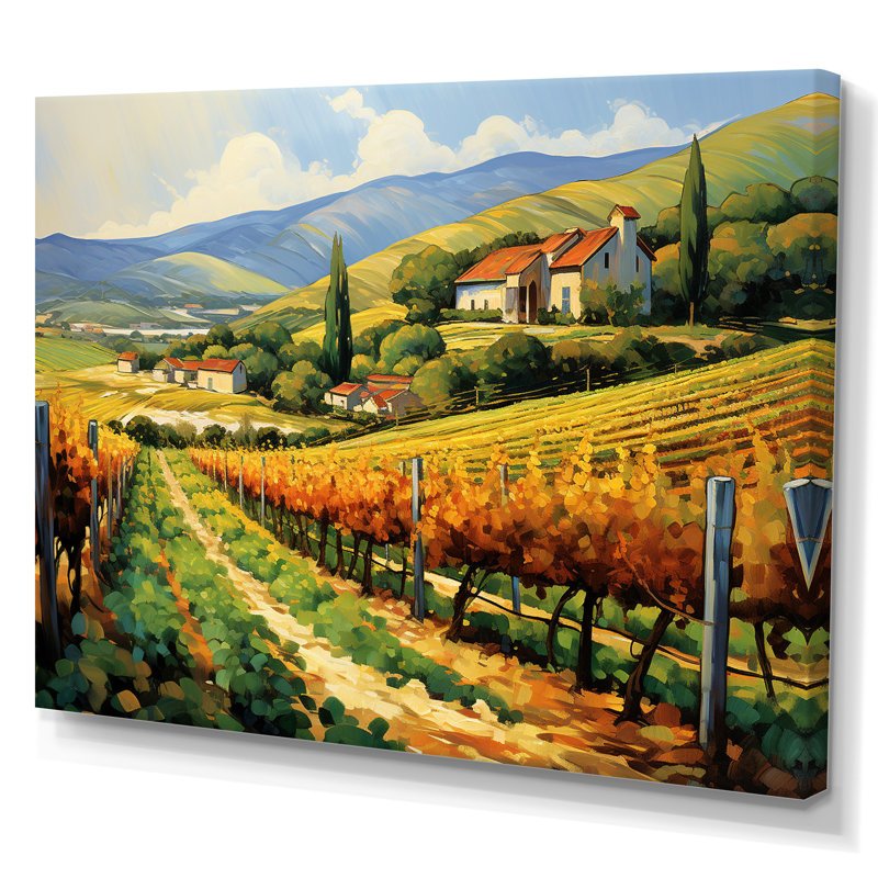 «Van Gogh», reproduction d'art sur toile - Vangogh Sunlit Vineyard II, H 30 po x l 40 po, Toile tendue, Sans cadre