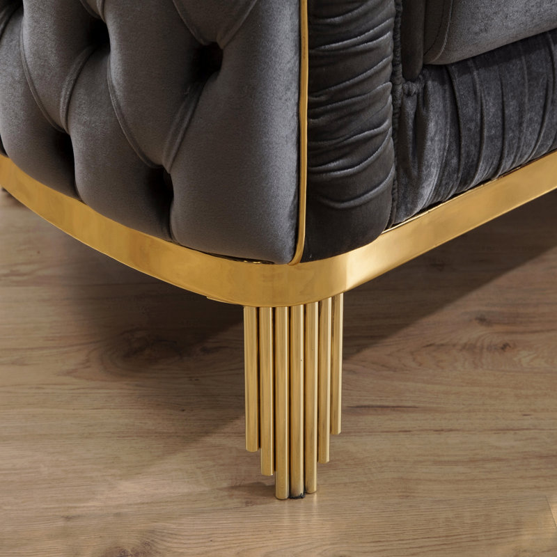 Chaise d'appoint avec tissu recouvert de velours capitonné