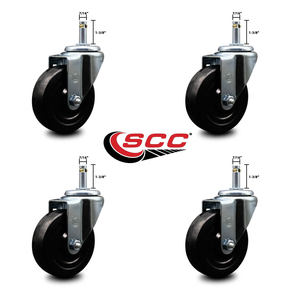 4 Swivel Stem Casters for Utility Carts - 4/Set