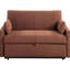 Canapé-lit en tissu bouclé en cuivre avec mousse et profil compact, capitonnage vertical rembourré, assise confortable pour le salon principal