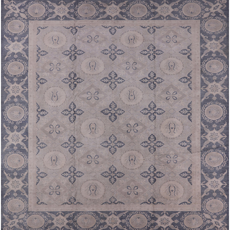Tapis noir / beige Maghakia, Carré 4 pi