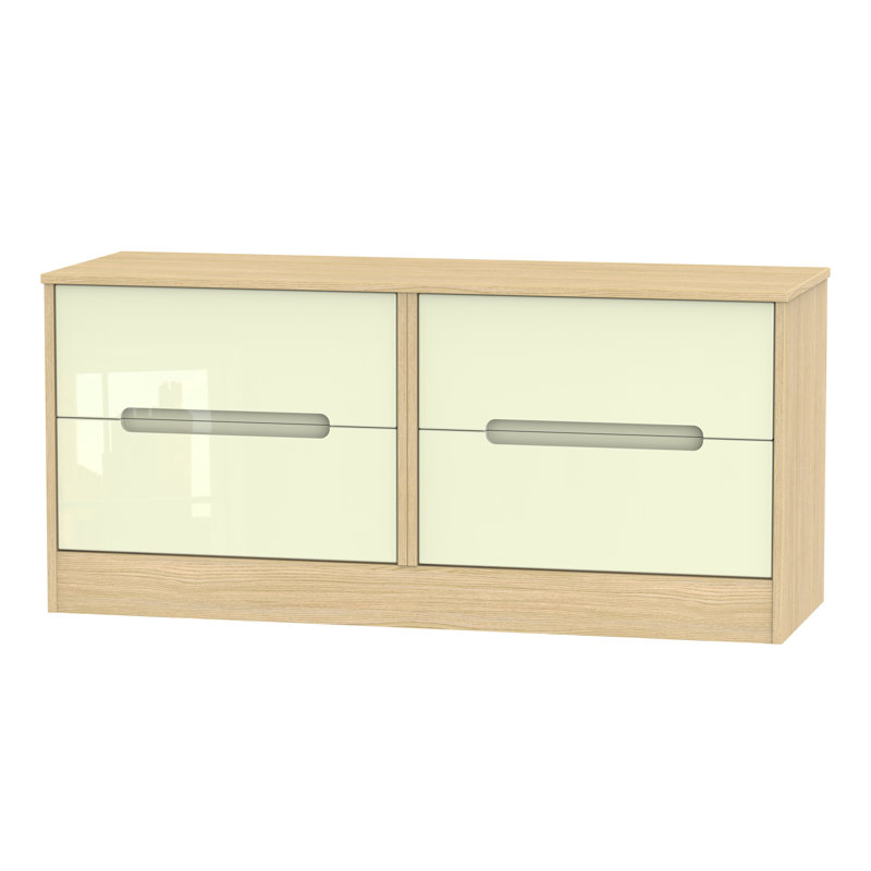 Fully Assembled Vernon 4 Drawer Chest, Cream Gloss/Oak