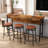 3-Drawer Long Dining Table Set With Power Outlets, Bar Kitchen Table Set With Circular PU Stools, Easy Assembly-1774657388-1774657385