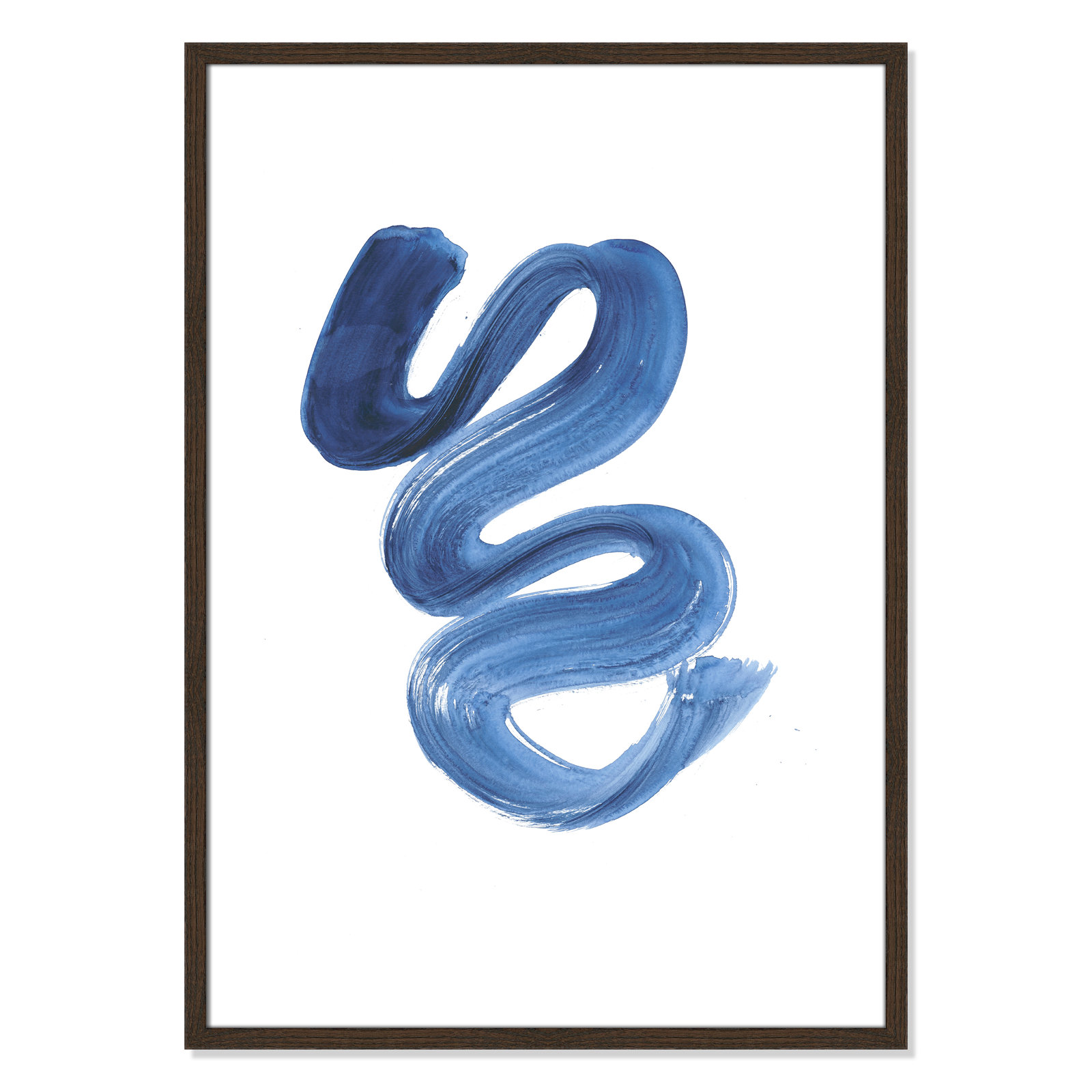 Coppola "Slinky Indigo II" Print by Filippo Ioco, Walnut Wood Framed Paper, 35.5" H x 25.5" W x 0.75" D