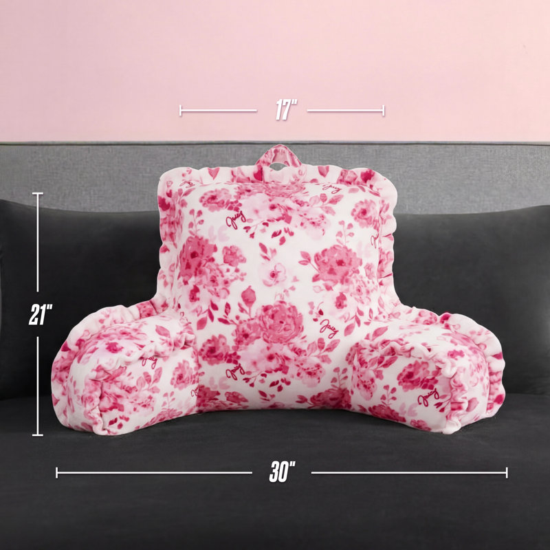 Juicy Couture 30" x 21" x 17" Backrest Pillow, Fancy Floral Ruffle