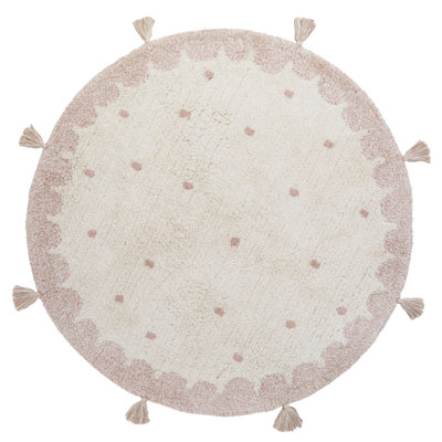 Round Summerdale Solid Colour Cotton Hand Woven 110cm X 110cm Area Rug