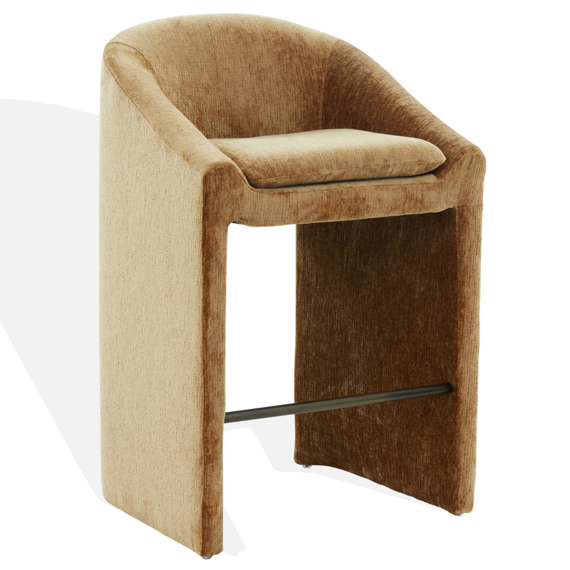 Kagan Chenille Counter Stool, Bar Stool (30.7" Seat Height), Amber