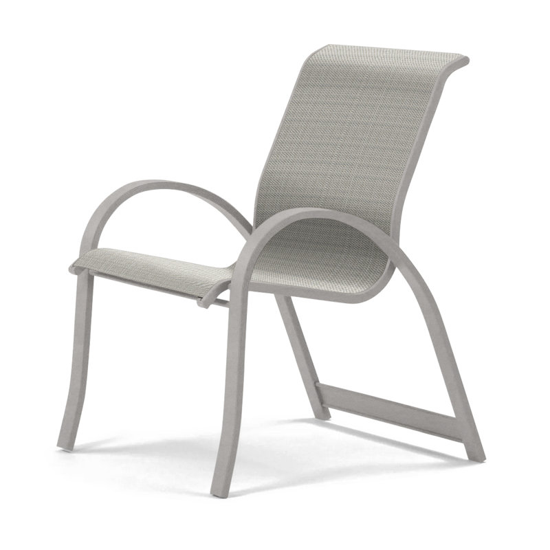Aruba Stacking Patio Dining Armchair, Red 1D Sunbrella®, Warm Gray