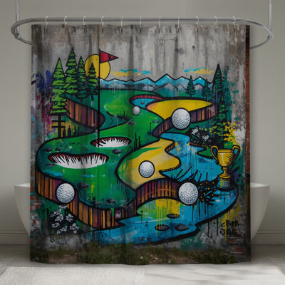 Golf Course Graffiti Shower Curtains Extra Long
