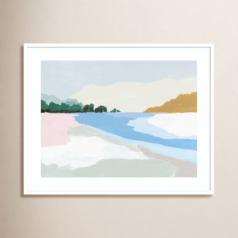 «Soft Coastal II» par Z Isabelle - peinture encadrée, Blanc, H 33 po x l 41 po