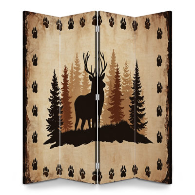 4 panneaux paravent pliant pour homme Cave Royal Deer Bear