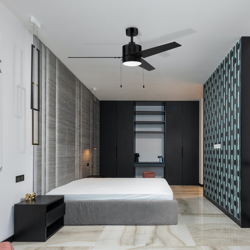 52'' Ceiling Fan with LED Lights, Black