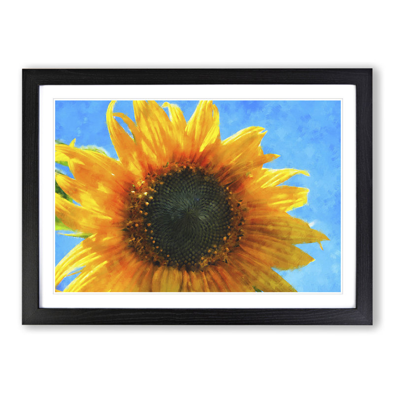 Sunflower Vol.4 - Picture Frame Painting, 48cm H x 65cm W x 2cm D, Black Framed