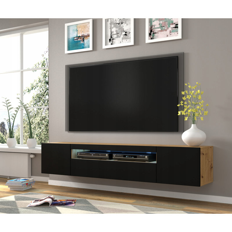 Carty TV Stand, Oak/Black Matt