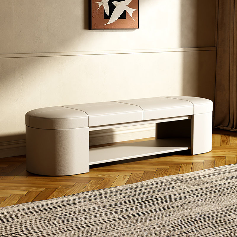 Tabouret avec rangement à chaussures 47,2 po, Beige