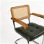Chaise de salle à manger de style milieu du siècle avec dossier en rotin, accoudoirs en bois massif et piètement cantilever en métal chromé, lot de 2-1935255154-1935521102