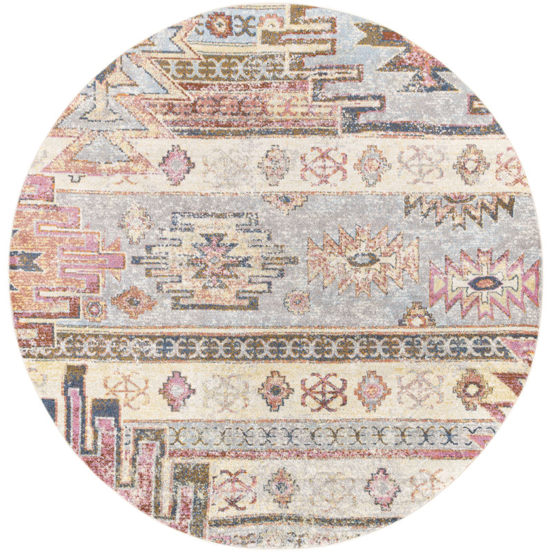 Beanca Ikat Indoor Rug, Round 5'3"