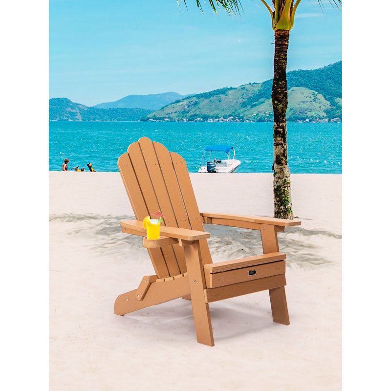 Chaise pliante avec porte-gobelet Tale, Brun