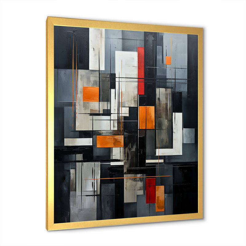 Onyx Opulence Vector I - Abstract Shapes Canvas Print, Cadre doré simple, H 20 po x l 12 po x P 1 po