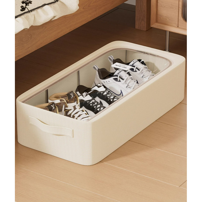 15.75Inch Heavy-Duty Oxford Fabric Underbed Storage Box With Clear View Lid And Double Zipper - Large Capacity Organizer For Shoes, Clothes, Toys, Books - Durable, Scratch-Resistant, Dustproof, Moisture-Proof