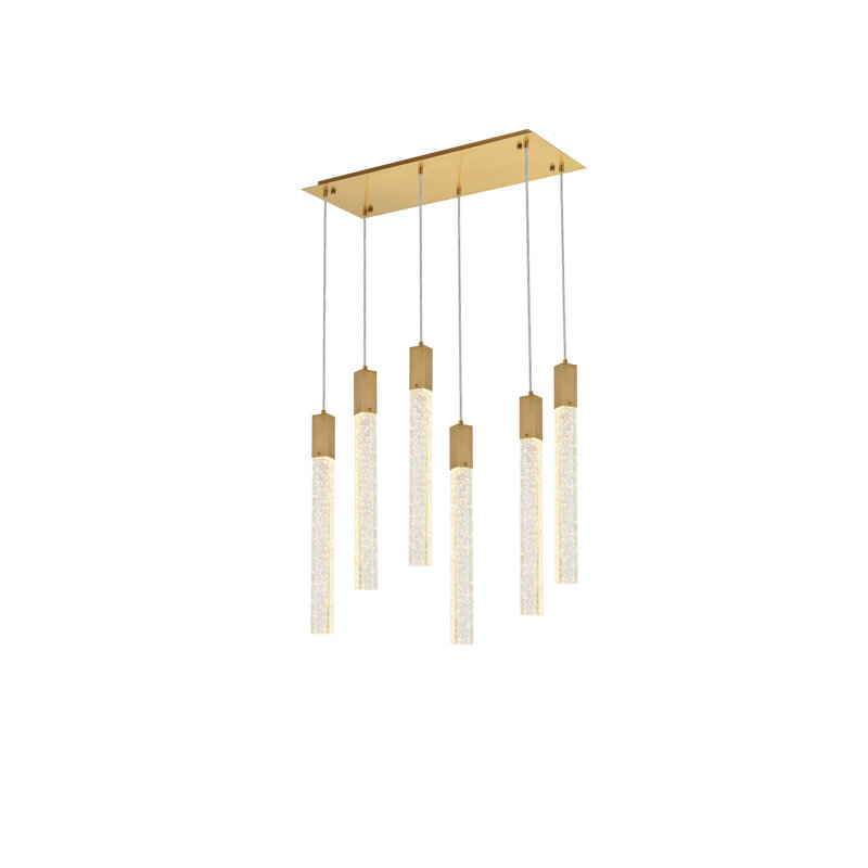 Luminaire suspendu pour îlot de cuisine 6 lumières Aliha, Or satiné