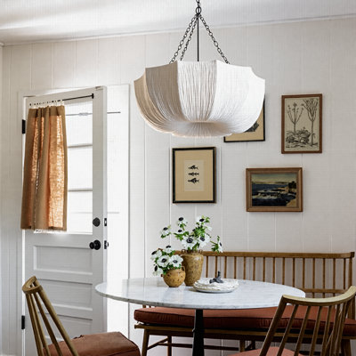 1 - Light Linen Bowl Shade Pendant 