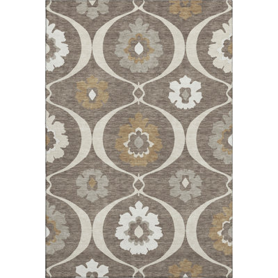 Premium Machine Washable Prisco Brown Rug