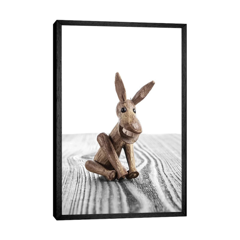 Zooline White Donkey - Print on Canvas, 66.04 cm H x 45.72 cm W, Black Framed