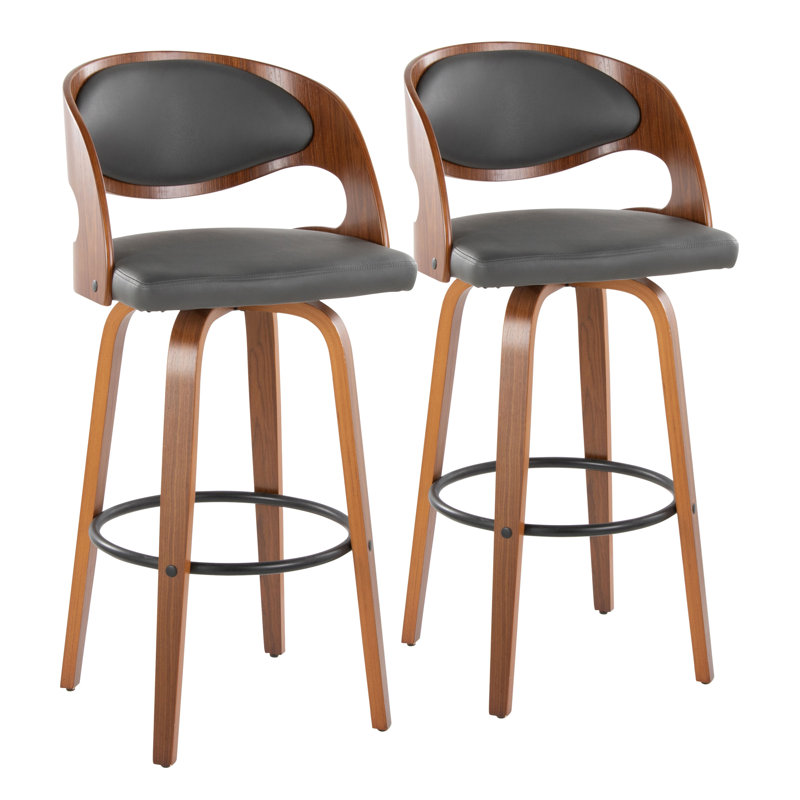 Linhares Swivel Upholstered Counter Stool, Gray