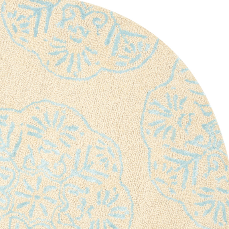 Bella Hand Tufted Wool Geometric Rug, Round 5'
