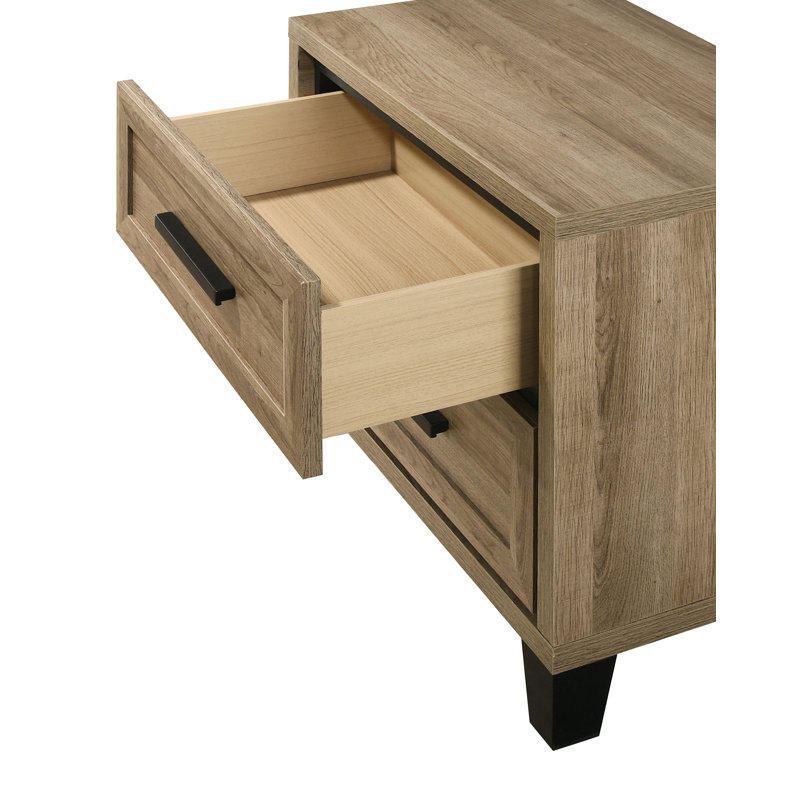 Ensemble de chambre à coucher à panneau classique avec finition brune, Grand lit, 5 Piece
