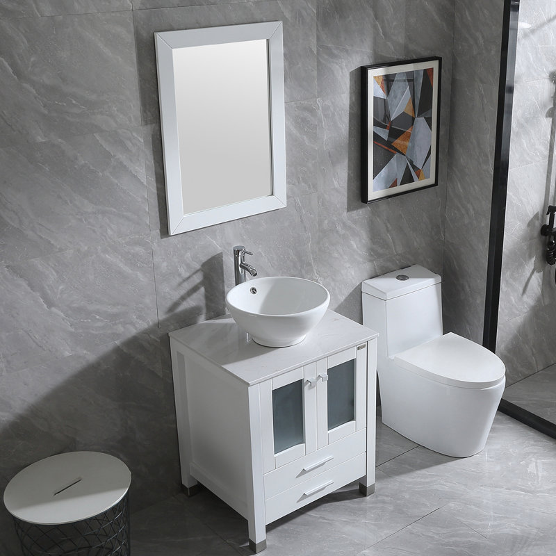 Molti 24.8'' Single Bathroom Vanity Set with Mirror, White