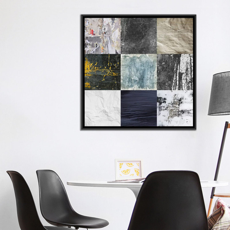 «Decorative Tiles Series: Blue Notes I», impression sur toile, H 18 po x l 18 po x P 1,5 po, Toile encadrée noire