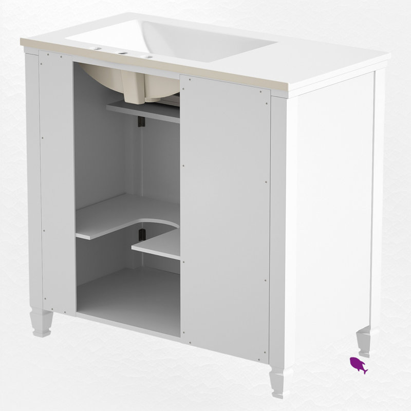 Ensemble de meuble-lavabo simple 36 po avec plateau en céramique 36 po, Blanc
