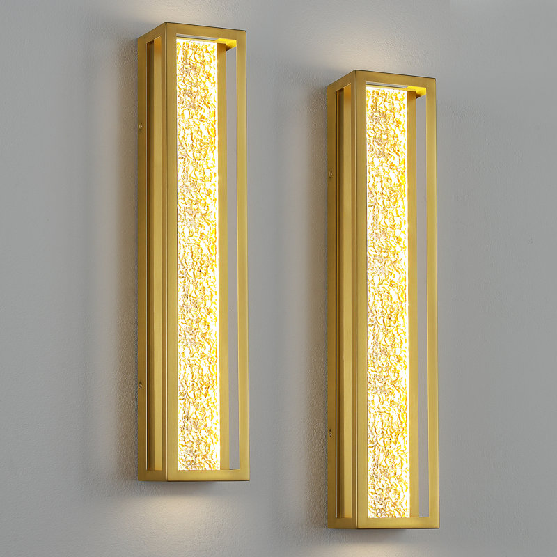 Modern Water Ripple Crystal Dimmable LED Wall Sconces, Gold, 24" H x 4.7" W x 3.74" D