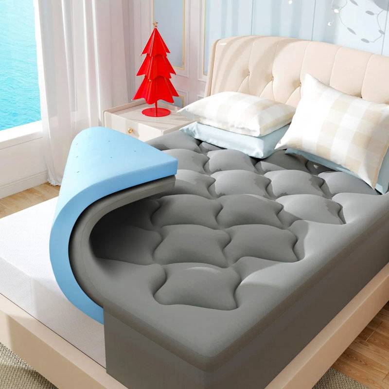 Dual Layer 4 Inch Memory Foam Mattress Topper,2 Inch Gel Memory Foam Plus 2 Inch Cooling Pillow Top Cover With 8-21 Inch Deep Pocket,Mattress Pad For Back Pain