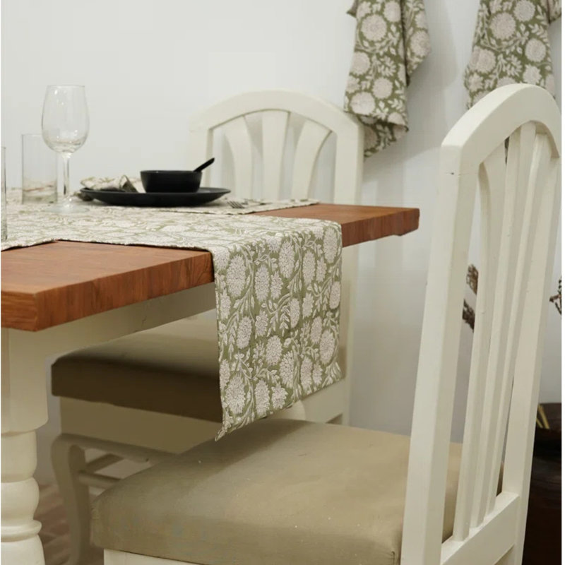 Tapis de couloir en tissu imprimé Red Barrel Studio®, Rajat, vert, Rectangle 10 po
