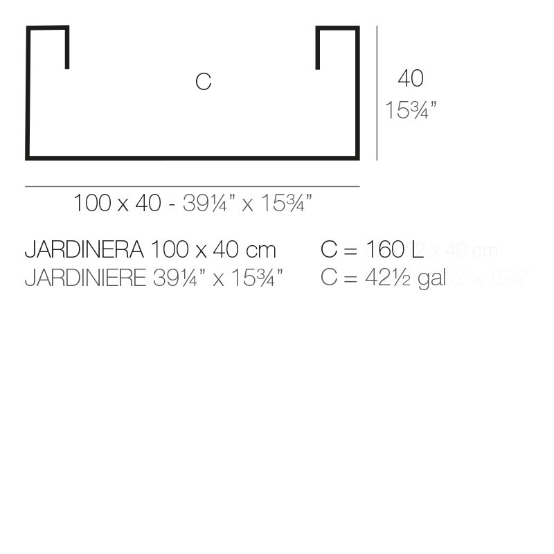 Jardiniere Resin Planter Box, 15.75" H x 39.25" W x 15.75" D, Black