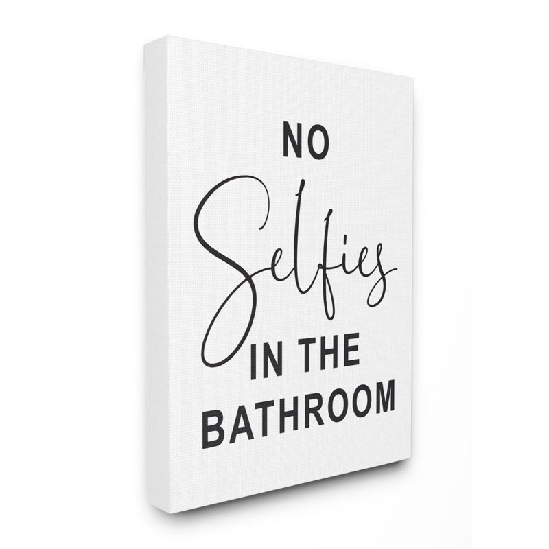 " No Selfies " by Lettered And Lined, Wrapped Canvas, 20" H x 16" W x 1.5" D