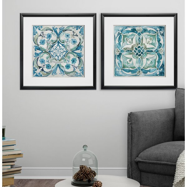 Bungalow Rose Caribbean Tile Framed 2 Pieces Set & Reviews | Wayfair