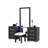 Contemporary Style 1Pc Vanity W/ Stool Metal Legs USB Port Ball Bearing Glides Glass Top Full Length Mirror Black Finish Bedroom Furniture