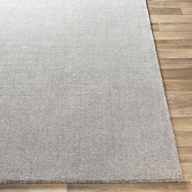 Tapis en laine gris touffeté à la main Dingman, Rectangle 2 pi x 3 pi